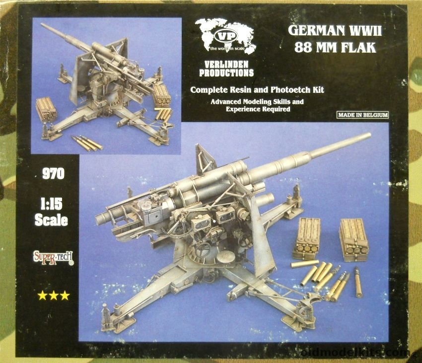 Verlinden 1/15 German WWII 88mm Flak - SuperTech, 970 plastic model kit